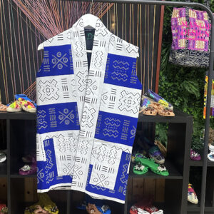 Kimono sin mangas blanco con azul