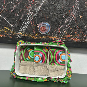 Toallas gris con verde